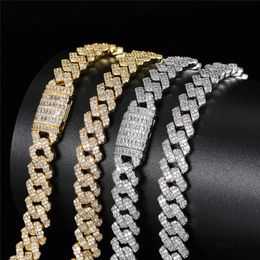 10 mm chaîne cubaine carrée ronde zircon mélangée mixte hip hop marque à la mode bijoux de bijoux bracelets bijoux ensemble de bijoux