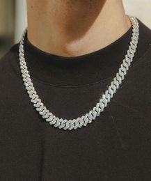 Collier de chaîne de liaison à forfait diamant 10 mm 14K Blanc blanc plaqué 2 lignes bijoux de zircone cubique 16inch24inch chaîne cubaine3555786