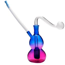 10 mm hembra forma de calabaza púrpura quemador de aceite burbujeador de vidrio accesorio para fumar pipa de agua Bong con recipiente de vidrio boquilla de látigo de silicona