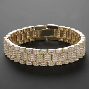 10mm Fleur Réglage Glacé Marque Hommes Poignet Bracelet Bracelet 14k Plaqué Or Hip Hop Moissanite Bracelet