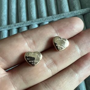 10 mm meisjes tinycute origineel merk hart tf solide stud roestvrij staal goud sier rose dames brief grave liefde hart oorbellen bruiloft sieraden tiffanyjewelry