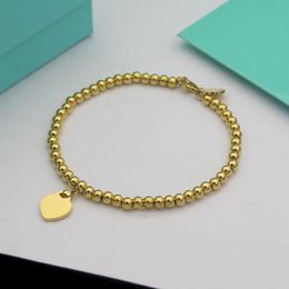 Pulsera de corazón de oro de 10 mm para mujer Pulseras de hebras con cuentas de acero inoxidable de 4 mm Regalos para accesorios de novia Rosa Rojo Verde Azul al por mayor