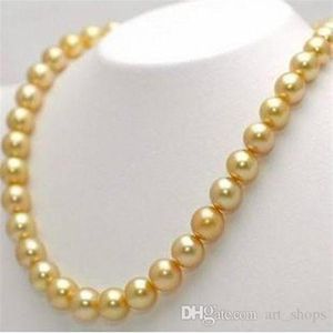10mm gouden zuidzee schelp parel Edelstenen Mode-sieraden necklace259w