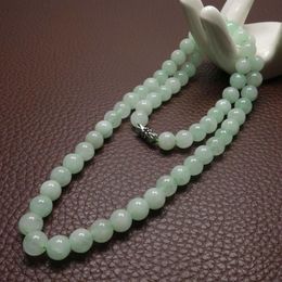 10mm Groen een Smaragd Kralen Ketting Jade Sieraden Jadeïet Amulet Mode 100% Natuurlijke Charme Cadeaus voor Vrouwen Mannen Q0531242j