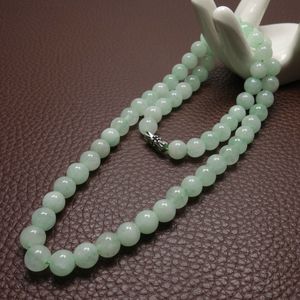10mm vert a émeraude perles collier Jade bijoux jadéite amulette mode 100% naturel charme cadeaux pour femmes hommes Q0531