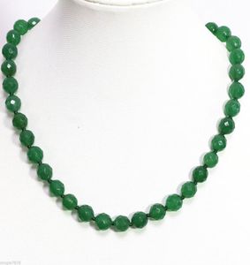10 mm groene smaragdgroene jade jaspis gefacetteerde ronde kralen ketting 18 inch7095204