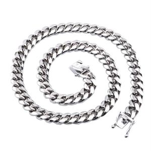 Collier lourd en acier inoxydable pour hommes, 10mm, lien Miami, chaîne cubaine, accessoires de bijoux de fête, élégant, Beautiful207D