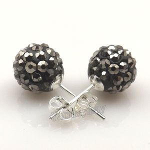 10 mm hematiet Disco Balls Rhinestone Earring Studs voor Valentine Holiday 20 Paren Groothandel gratis verzending