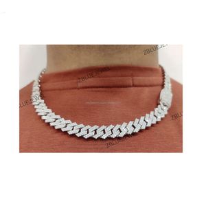 10mm Hoge Kwaliteit Aanpassen Sterling Zilver Vvs Moissanite Diamond Studded Iced Out Cubaanse Link Chain voor Mannen Mode Ketting