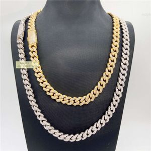 10 mm hiphop sieraden echte gouden plating trendy 925 vaste zilveren ketting moissaniet cubaanse link ketting ijskoud