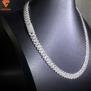 Collar de Hip Hop de 10mm para colgante, Plata de Ley 925 blanca con diamantes de moissanita Vvs, cadena de eslabones cubanos para hombres y mujeres