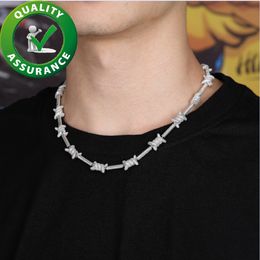 Cadena de enlace de alambre de púas de 10 mm a 10 mm 6 veces 14 km collar de oro para hombres accesorio de rapero de hip hop accesorio cúbico joya de joyas de diamante