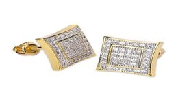 10 mm Iced Out Bling CZ Square Earring 925 Silver Silver Gold Silver Colond Colded Boucles d'oreilles Vis Back Fashion Hip Hop Jewelr7845363