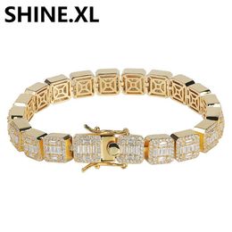 10MM Iced Out Tennis Bracelet Full Zirconia Gold Silver Plted Mens Hiphop Jewelry 1 Row Cubic Luxury Men Bracelets320S
