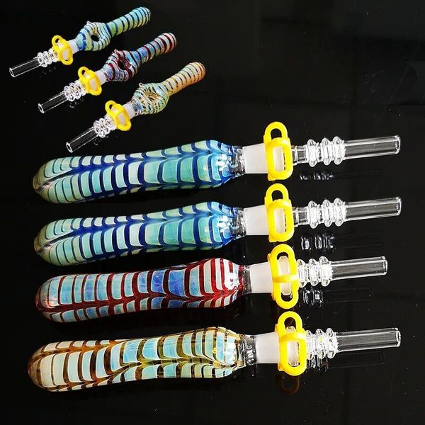 10mm joint Mini Verre Bong Fumer Pipes À Main Borosilicate Nector Collecteur Avec Titane Quartz Céramique Céramique Brûleur À Huile Dab Rigs Petite Pipe À Eau NC Kits