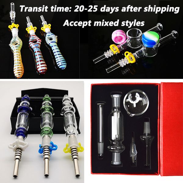 Kits de coleccionistas nectores Hookahs 10 mm 14 mm 18 mm Juntas Pequeñas tuberías de agua de vidrio NC Barco de paja DAB por mar