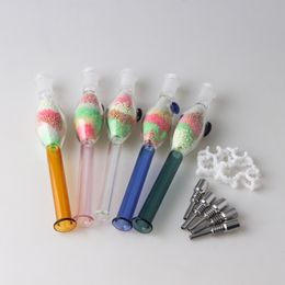 10 mm lichtkleurig gekleurde zandglas nectar collector met titanium tips dab rietolie rigs siliconen rookpijp glazen pijpen roken accessoires dab rig