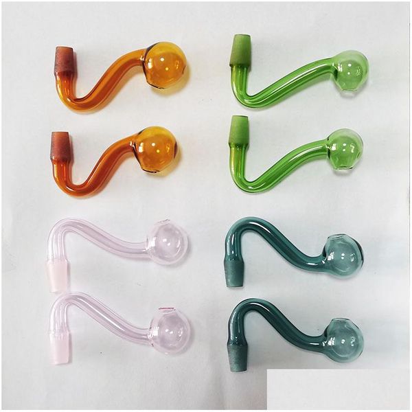 10Mm Mâle Bols En Verre Pyrex Brûleur À Huile Tuyau Bol À Tabac Narguilé Shisha Adaptateur Épais Bong Tuyaux Clair Bleu Vert Jaune Rose Mix Co