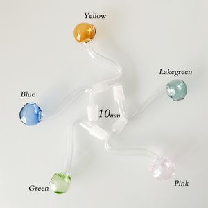 10mm Mâle Joint Coloré Verre Brûleur À Huile Tuyau Pyrex Tabac Plié Bol Narguilés Adaptateur Épais Bong Tuyaux Fumer Shisha Tube Accessoires De Tuyau De Fumée En Gros Nouveau Type