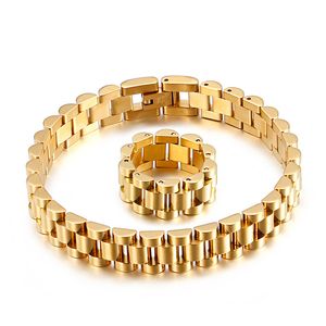 Bracelet de ganglière de gueule de montre en acier inoxydable Bracelettes Femmes Femmes Punk Couple Bracet de bracelets Bracelets de montre Gold Hiphop Biker Link Bangle