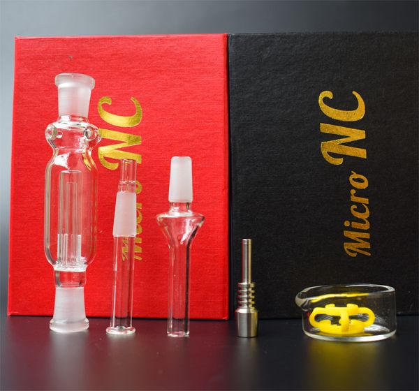 10 mm Micro NC Smoking Mini Nectar Collector Kit con punta de titanio Nail Ash Catcher Dab Straw Glass Bongs Gran venta