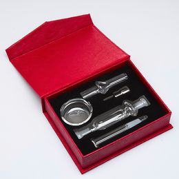 10mm Micro NC Kit Boîte cadeau rouge Embout en acier inoxydable de 10 mm Embout en verre de 10 mm et petit bol en verre Bong en verre plate-forme pétrolière