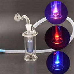 10 mm mini led Bubbler pequeño de alta calidad nuevo designglass plataforma petrolera bong con manguera de silicona y recipiente de aceite de vidrio