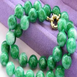 10 mm natuurlijke groene jade ronde kraal KETTING 18 