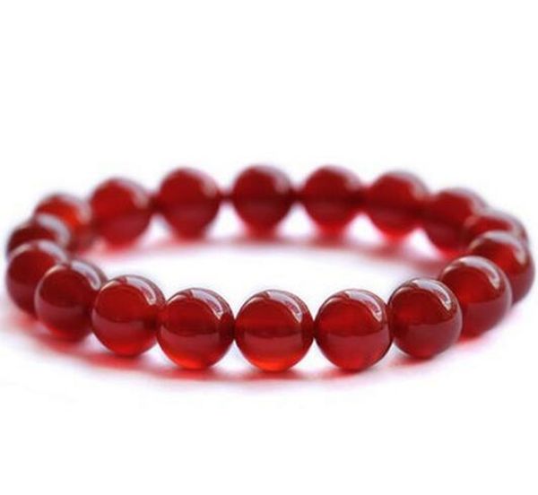 Bracelets en Agate rouge, pierres énergétiques naturelles de 10mm, perles rondes en cornaline Sardonyx, bracelet en Onyx pour femmes, bijoux en cristal