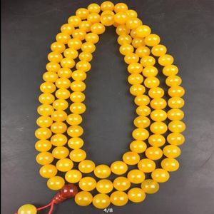 Collier de perles d'agate jaune naturel de 10 mm avec C12435