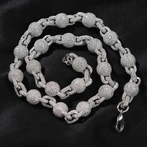 Collier chaîne de perles rondes en Zircon 5A, 10mm, mode Hip Hop, Micro incrusté de zircone cubique, unisexe, bijoux personnalisés, pierres précieuses glacées, bijoux de fête pour hommes et femmes