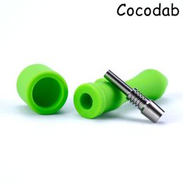 Hookahs Kit de néctar de silicona de 10 mm con puntas de titanio GR2 Nail Silicon Bong Concentrate Oil Pipes mini dab paja tubo pluma