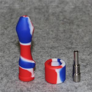 10mm Silicone Pipe Creative titane Fumer main Pipe Voyage Tabac nectar Pipes Cigarette Tubes Dab Ti tip