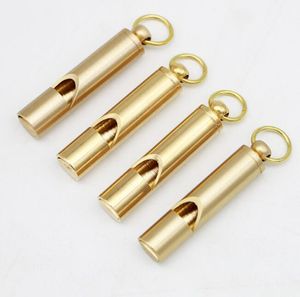 10 mm solide messing EDC Emergency Whistles Outdoor Gadgets Safety Survival Aid Whistle Keychain voor kamperen Hiking jachtwater Sport Rescue Survival Tool