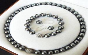 10 mm Sea Sud Collier de perle de coquille gris foncé