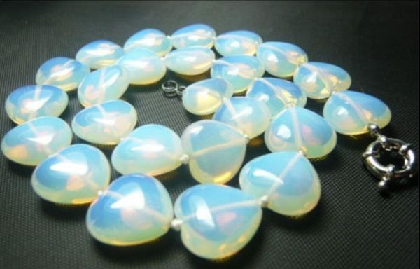 10mm Sri Lanka Moonstone collier en forme de coeur 20inch