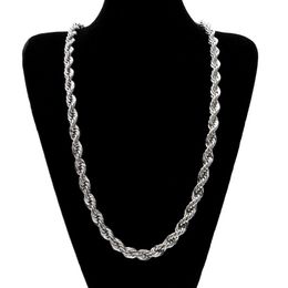 Chaîne en corde solide de 10mm d'épaisseur et 76cm de Long, plaqué or et argent 24K, collier Hip hop lourd, 160 grammes pour hommes, 304H