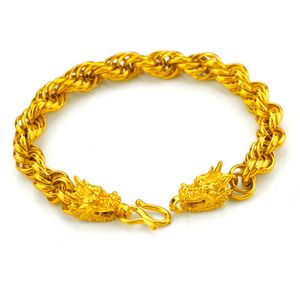 Pulsera de cadena de cable trenzado de 10 mm de grosor para hombre, cuerda gruesa rellena de oro amarillo de 18 quilates, regalo Vintage