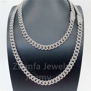 10mm Twee Rij Steen Mode Ketting Statement Sieraden S925 Wit Geel Vergulde Ketting Vvs Moissanite Diamant