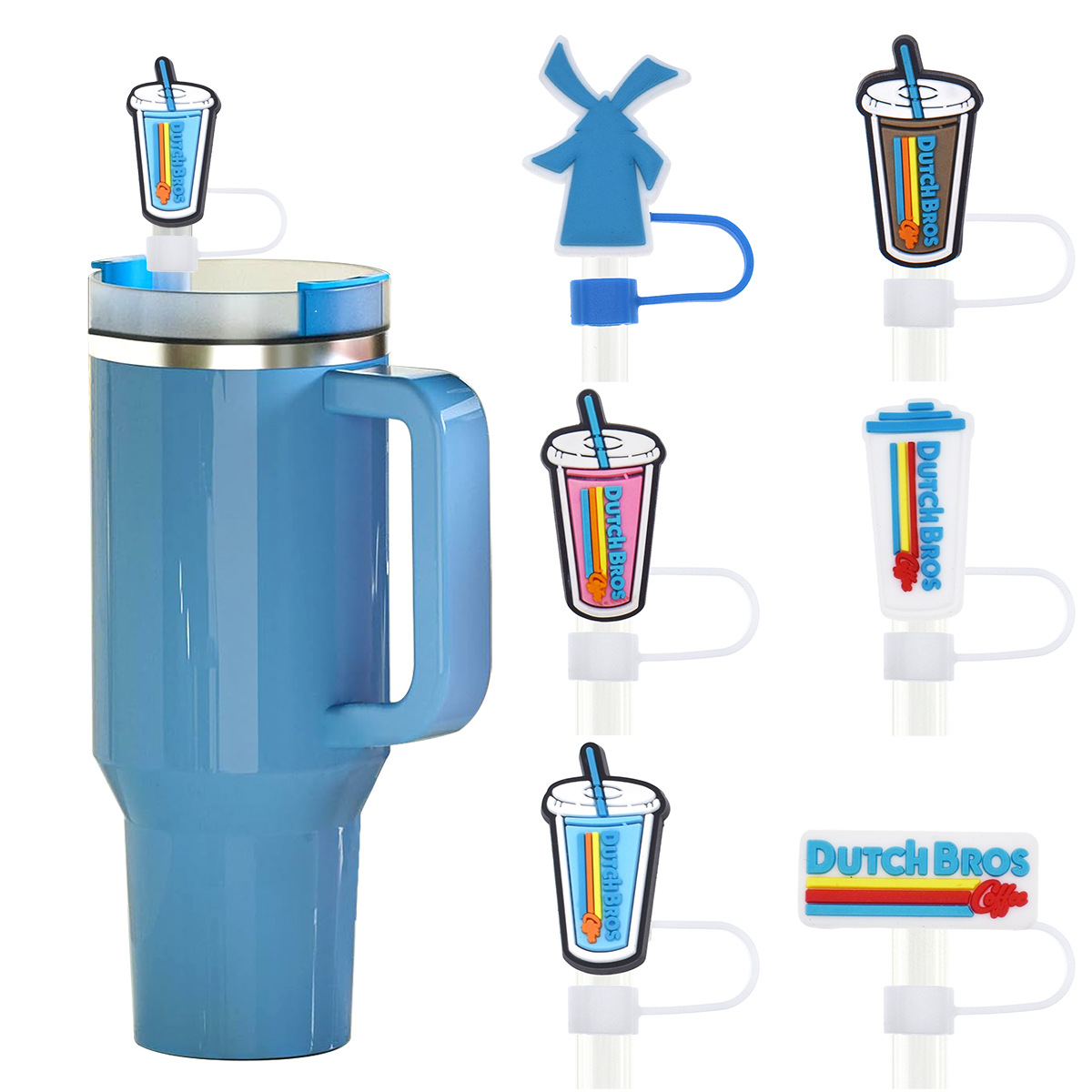 10 mm universell halmkapsel blå serie vatten kopp dekoration tillbehör Straw Dust Cap