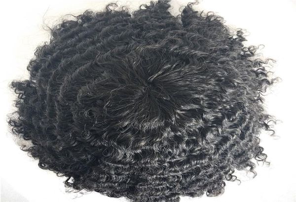 Tope de hombre de 10 mm de onda para hombres rizados para hombre de encaje completo para cabello humano para hombres negros sistema de reemplazo de reemplazo profundo remy cabello de encaje de encaje de encaje de encaje 3609159