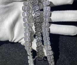 10 mm de ancho Hip Hop Bling Iced Out 1 fila Cuadrado geométrico CZ Piedra Cadena de tenis Cubic Zirconia Gargantillas Collares Hombres Cadenas de joyería 5535326