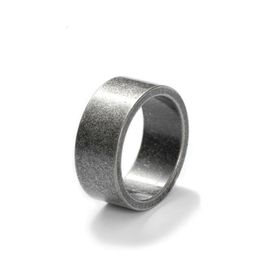 Anneau argenté en acier titane minimaliste intérieur et extérieur de 10 mm de large pour hommes bijoux à la mode pour hommes