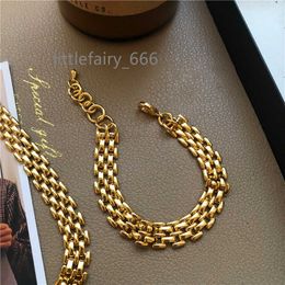 10mm large bracelet de montre chaîne collier ras du cou creux en laiton plaqué or 18 carats colliers pour femmes français INS bijoux de mode chauds 2022