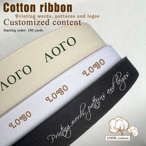 Cinta de algodón personalizada de 10mm y 50mm, hecha a mano para decoración de bodas y Navidad, tejido de costura DIY, rollo de 100 yardas 220608
