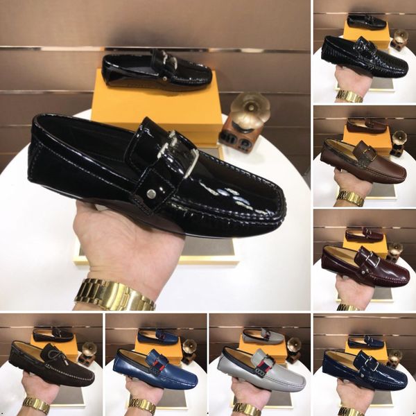 10modelo Diseñador Hombres Mocasines de cuero de grano de cocodrilo Zapatos casuales de negocios de alta calidad Mocasines de cuero hechos a mano para hombres 38-46