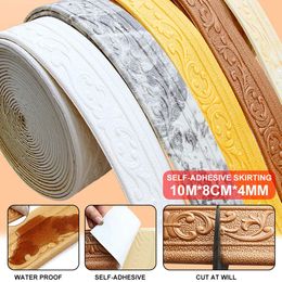 10mroll impermeable al borde de la pared adhesivo azulejos adhesivos de la espuma pegatina y tablero de papel tapiz de palo para la decoración del hogar decoración de borde de azulejos 240514