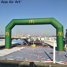 10 mW (33 pieds) avec ventilateur en gros transfert d'arcs d'angle imprimés ballon d'arc publicitaire gonflable couleur verte entrée d'événement publicitaire à prix réduit