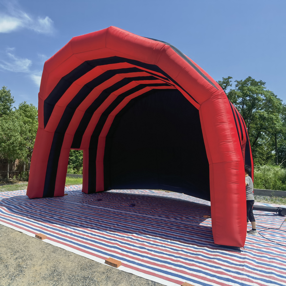 Kırmızı ve Siyah Şişirilebilir Sahne Kapağı Çadır Oxford Şişirilebilir Dome Çatı Kanopi Hava Karakolağı Açık Hava Konserleri Etkinlikleri 10MWX6MLX5MH (33x20x16.5ft)