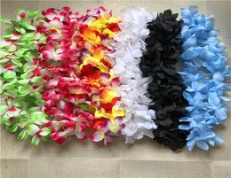 10 piezas coloridas flores artificiales hawaianas Leis decoración para fiesta de boda collar de flores Garland9099167